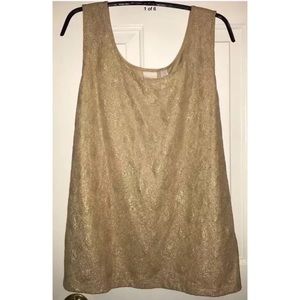 Chico’s Foil Lace Gold Tank Top